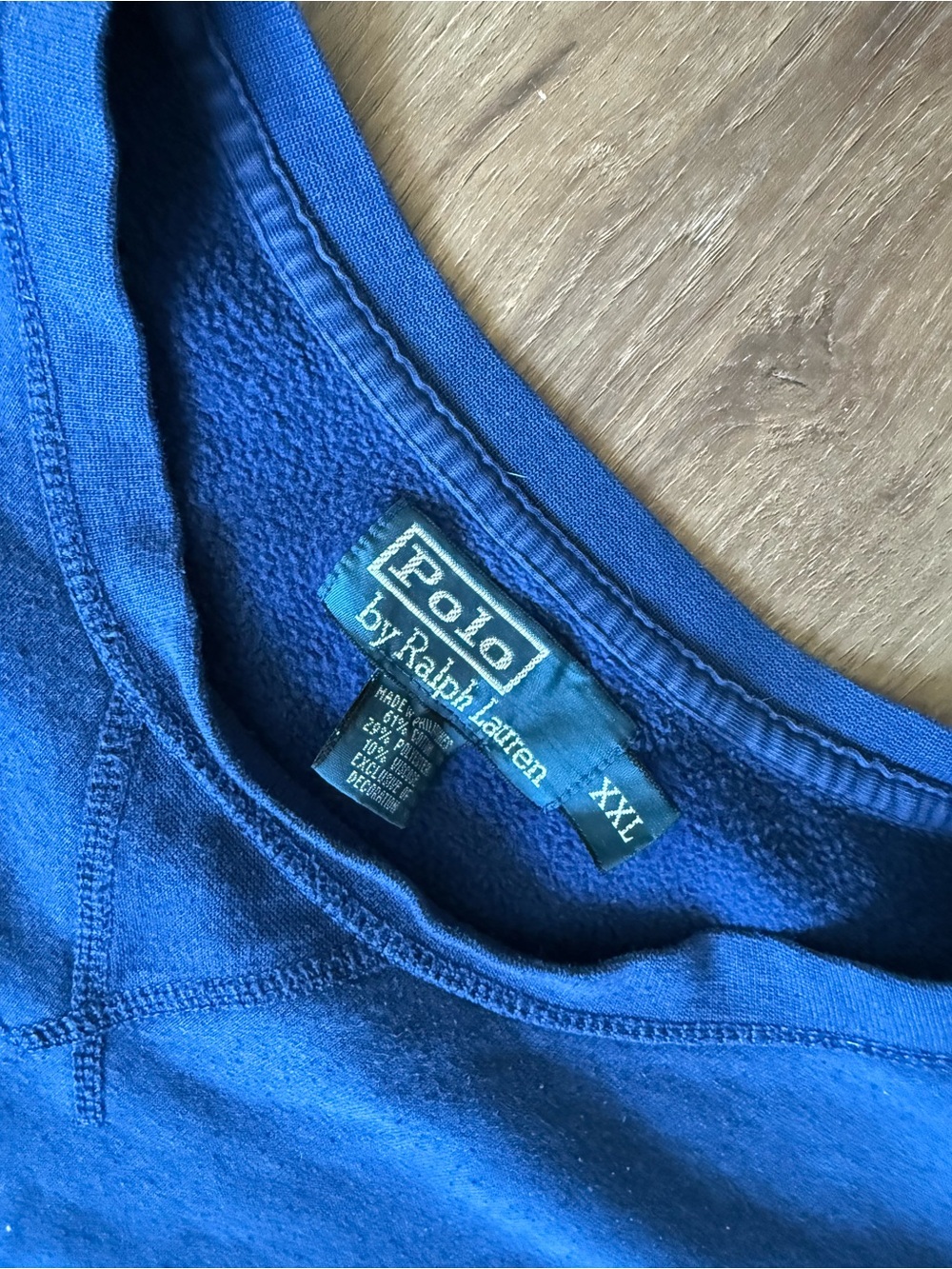 Vintage Polo Ralph Lauren Sweatshirt Mens XXL Blue Cotton Blue V 90s Y2K 2XL - Picture 2 of 8